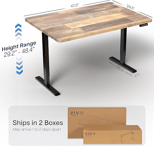 Vista 579 de VIVO DESK-KIT-1W6G - Escritorio eléctrico de pie de 60 x 24 pulgadas, ajuste de altura de memoria, serie 1B, parte superior de nogal oscuro de una