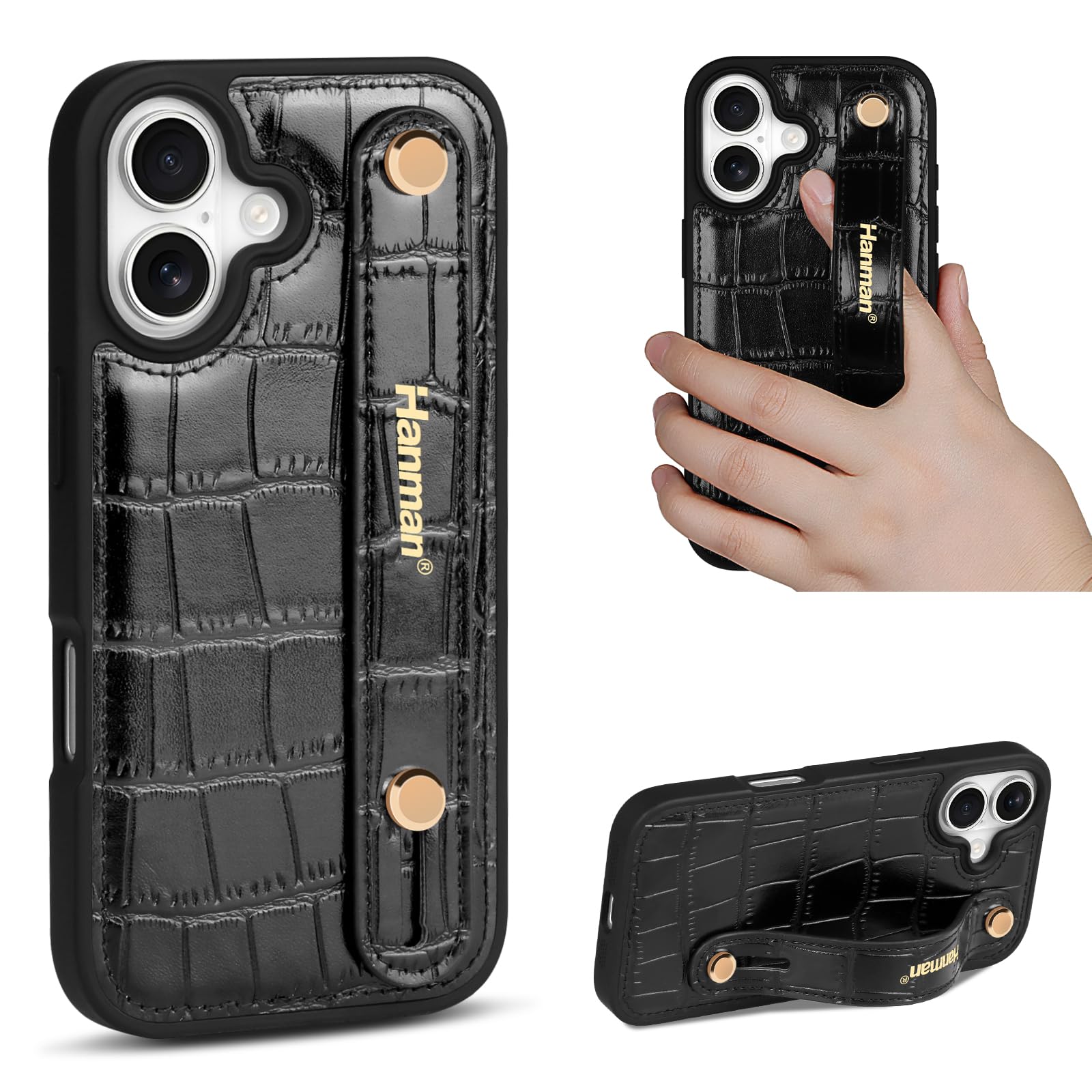 Étui en cuir pour iPhone 17 antichoc doté d'une béquille de support - 7