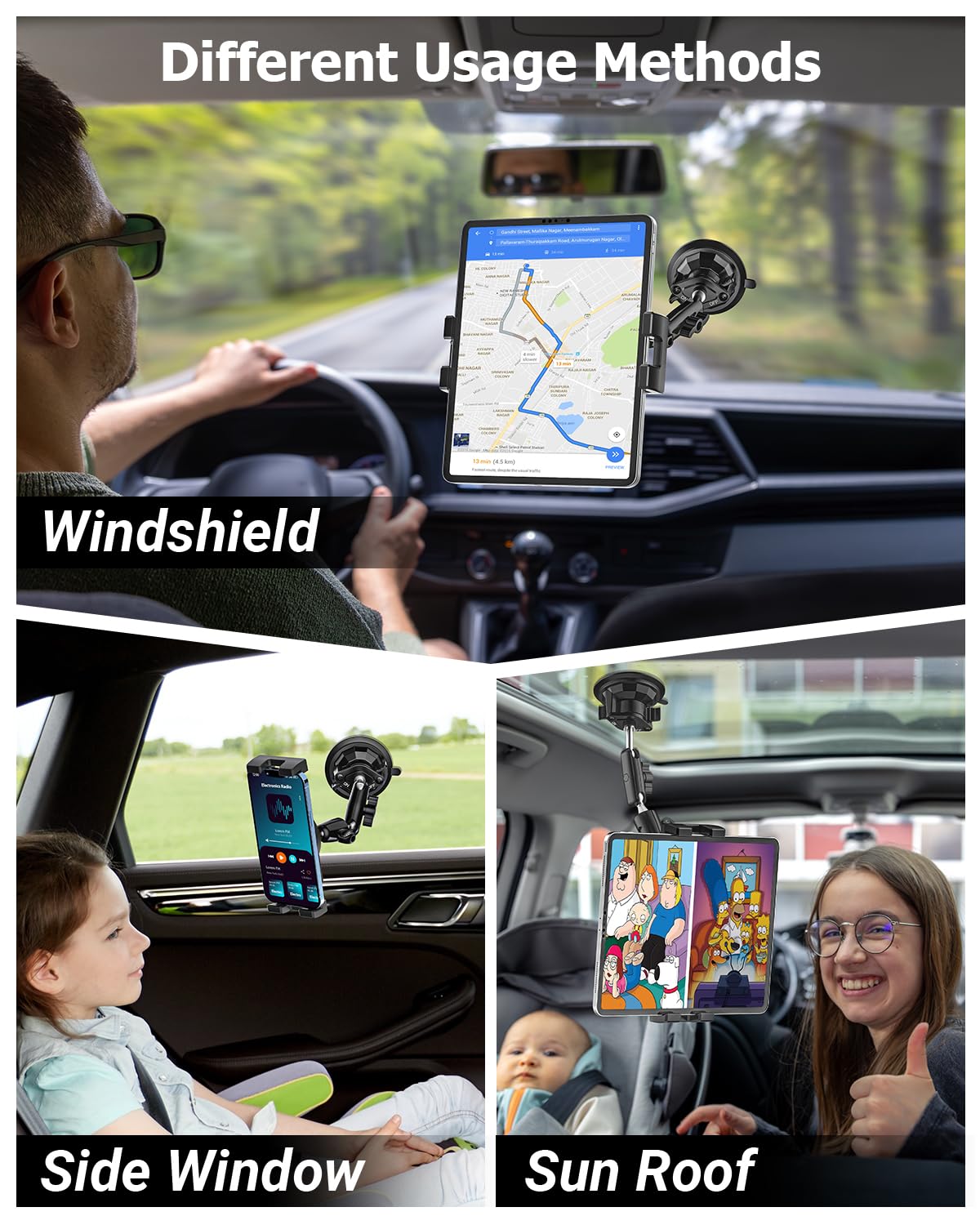 Uchwyt na tablet Cockpit z mocną przyssawką - elastyczne metalowe