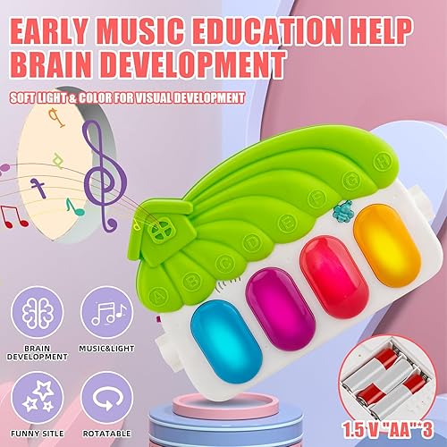 Miniatura 7 de Tapete de piano para bebé, tapete multifunción para jugar al gimnasio, tapete para el tiempo de barriga, juguetes para patear bebés con sonajero