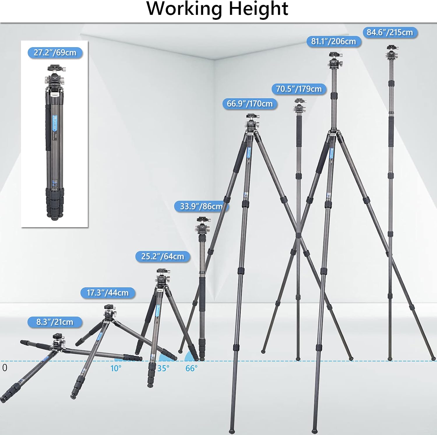 Discount Carbon Fiber Tripod ARTCISE 81'' Heavy Duty Travel Tripod for Camera, 10-Layer Carbon Fibre Tube,32.5mm Leg with Ultra-Stable Tripod Ball Head for Canon Nikon Sony, DSLR SLR Digital Camcorder Special Carbon Fiber Tripod ARTCISE 81'' Heavy Duty Travel Tripod for Camera, 10-Layer Carbon Fibre Tube,32.5mm Leg with Ultra-Stable Tripod Ball Head for Canon Nikon Sony, DSLR SLR Digital Camcorder