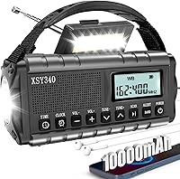 QAUYYW 37000mWh Hand Crank NOAA Weather Radio: Solar AM/FM Emergency Radio with Flashlight, SOS Siren & Phone Charger