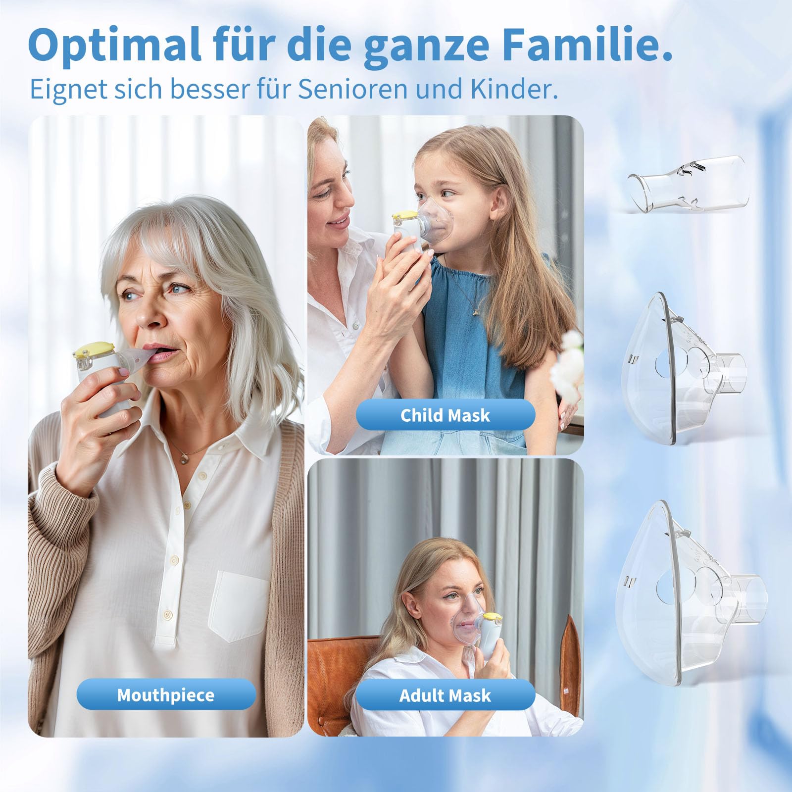 FEELLIFE Inhalationsgerät Kinder, Inhalationsgerät Inhaliergeräte für Erwachsene Inhalator Vernebler Inhaliergerät Nebulizer Inhalator Baby Air Kids Inhaliergerät Mini Aerosol Inhalator Leiser