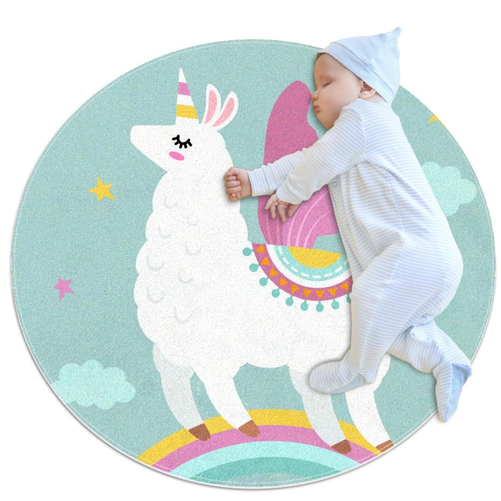 Tapis de salle de bain motif lama tapis rond 1m chambre enfant descente de lit antidérapante