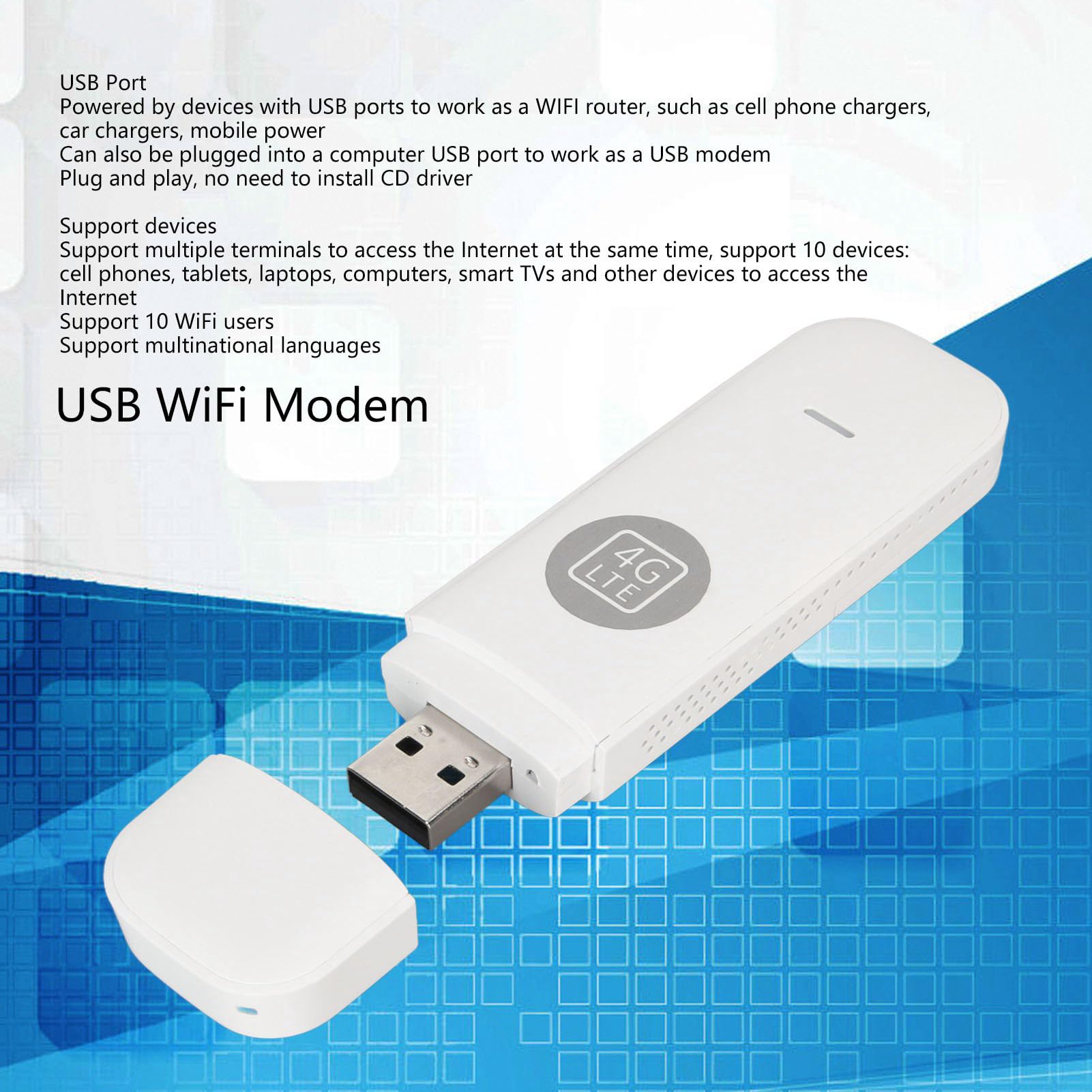 Przenośny Hotspot WiFi 4G LTE, Bezprzewodowy Klucz USB Mobilny Hotspot, Uniwersalny Szybki Odblokowany Przenośny Router 4G do Telefonów Komórkowych Tablety Laptopy