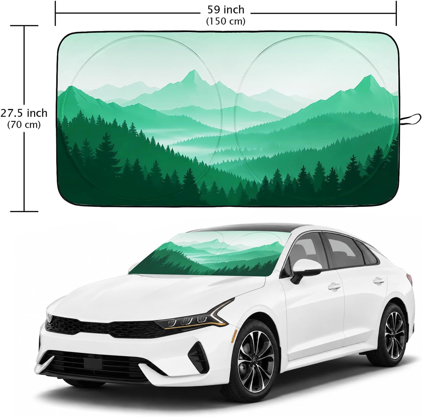 Mountains and Forest Car Windshield Sun Shade Foldable Sunshade Front Window Cover Sun Visor Protector Accessories (59x27.5 inches) image 2