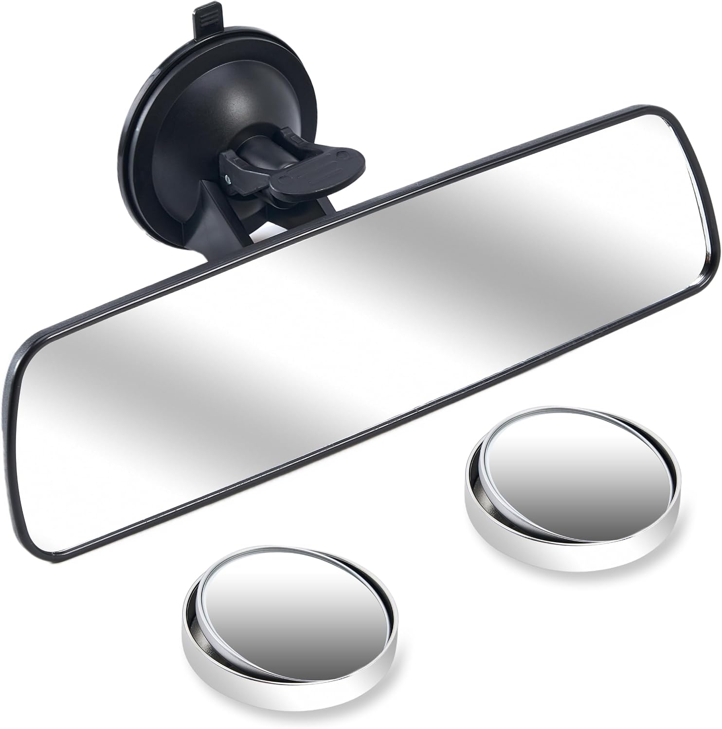 Rear View Mirror Adhesive, Strong Grip Mirror for Car with Gel Suction Cup and Anti-Slip Screw, Universal Espejo Retrovisor para Carro with Wide-Angle View and All-Around Visibility for Car SUV Trucks