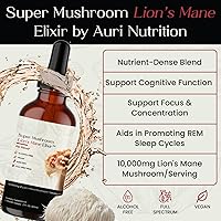 Vista 3 de Auri Elixir líquido de melena de león - Suplementos cerebrales para la memoria y la concentración con hongos funcionales - Suplemento de melena