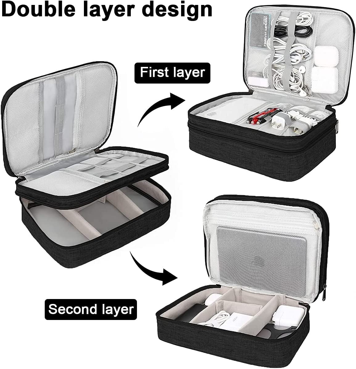 Borsa Organizer Per Cavi E Accessori Elettronici - 3 Strati, Portatile E Leggera - Foto 12