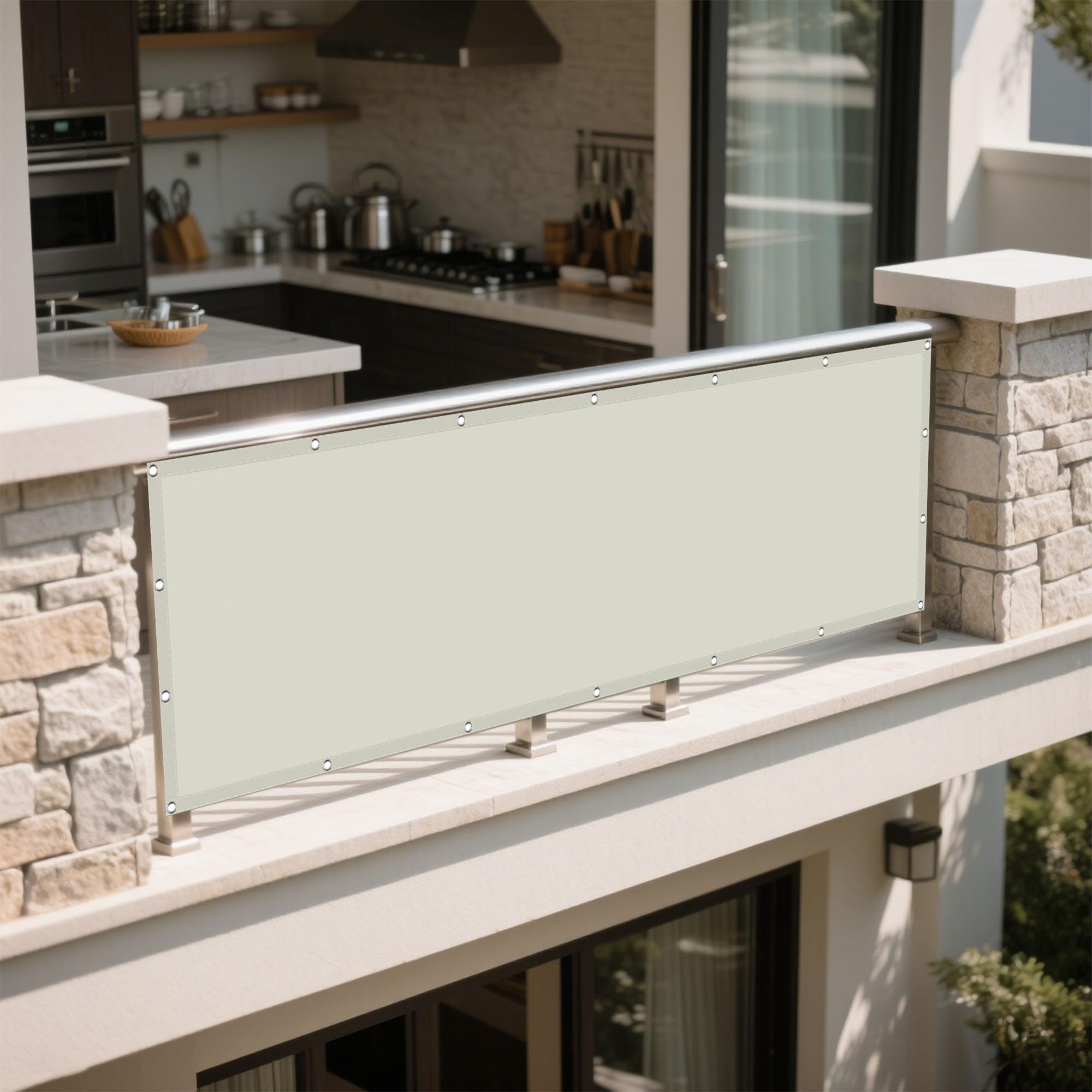 Voile d'ombrage étanche 1.9x2.4m blanc cassé pour terrasse