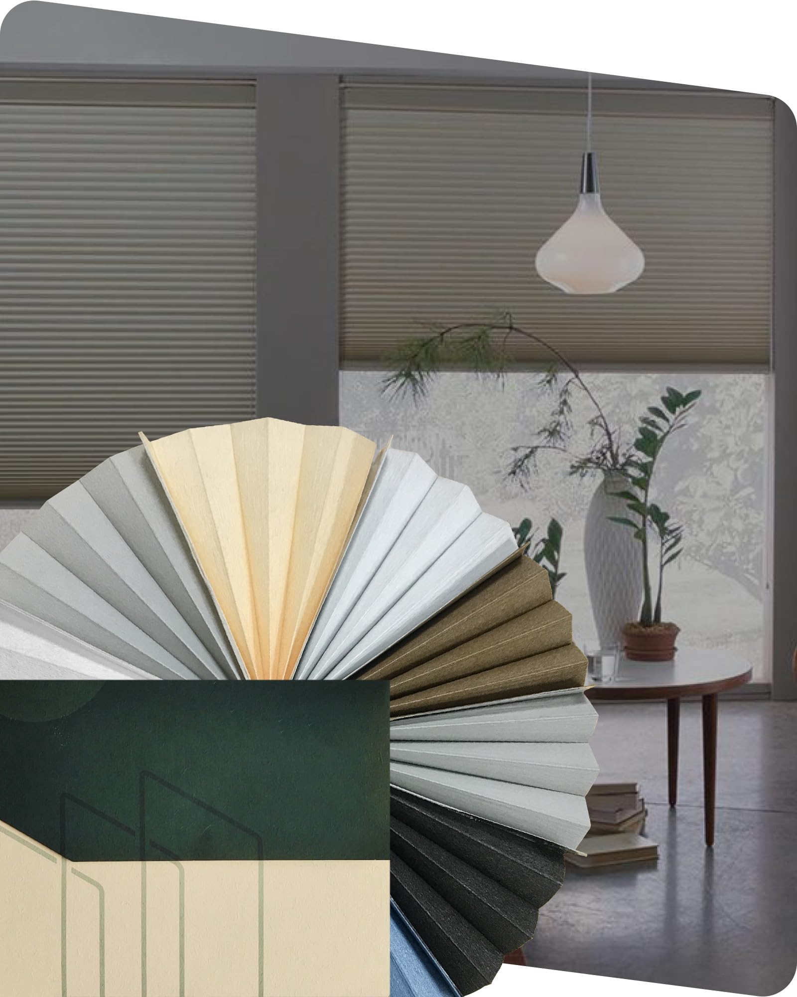 Yoolax Motorized Cellular Shades Compatible with Alexa, Motorized Blinds Smart Honeycomb Shades for Indoor Windows, Automatic Blinds with Remote, Fabric Sample (Multicolor)