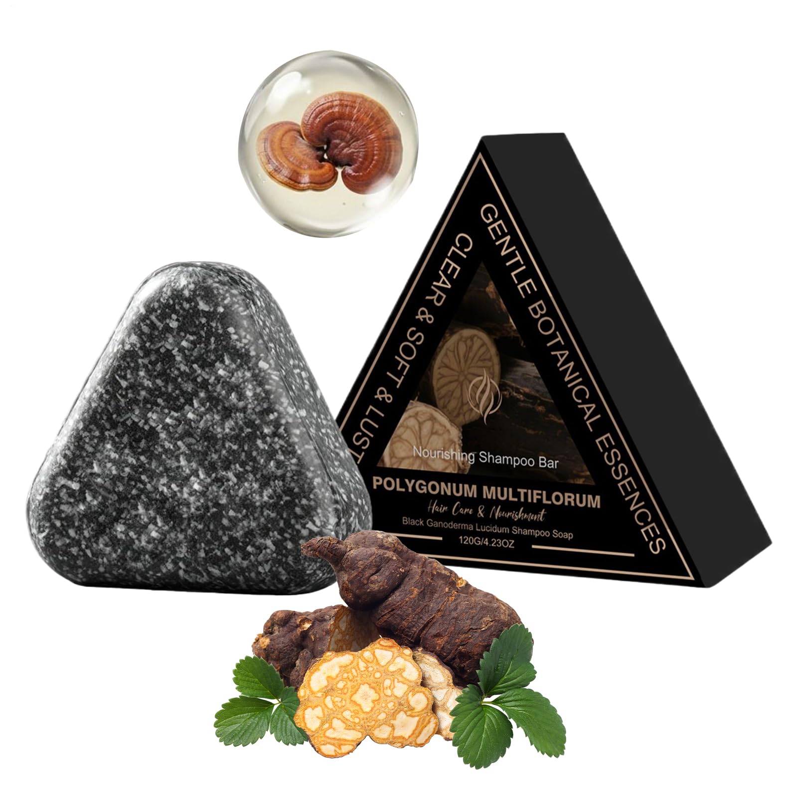 Shampoo Bar - Strengthening Wash for Scalp Care | Plant Base Formula with Triangular Design, Solid Cleansing Soap Perfect for Beard Body Travel Care Routine Women Men