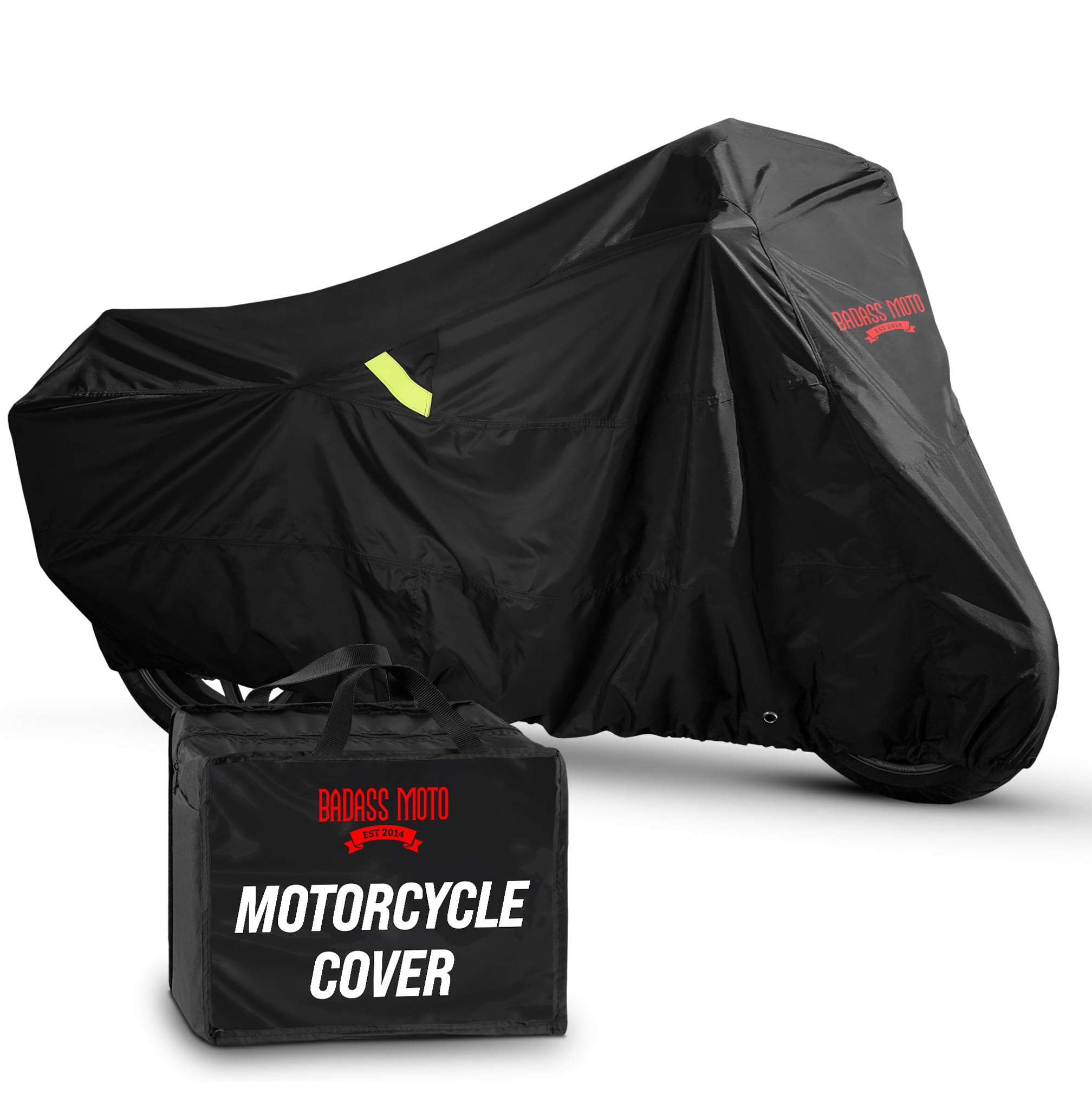 Badass Moto Ultimate Motorcycle Cover Waterproof Outdoor, Heavy Duty Motorcycle Cover for Harleys - Motorcycle Sun Cover, Fits Harley Davidson Motorcycle Covers, Street or Sportbike Cover - Small