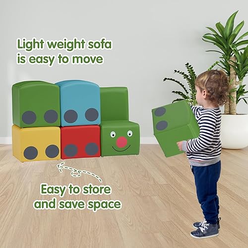 Miniatura 3 de kinbor Sofá para niños  Sofá seccional infantil de 5 piezas, muebles coloridos para niños pequeños y preescolares, muebles imaginativos