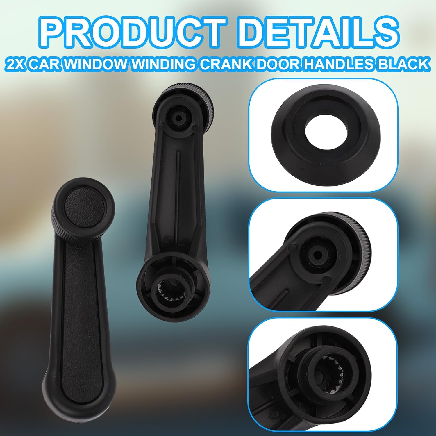 lasuroa 2pcs Manual Window Handle Car, Driver & Passenger Side Replacement Crank Handles Parts Accessories for 1992-1998 Geo Tracker Suzuki (Black)