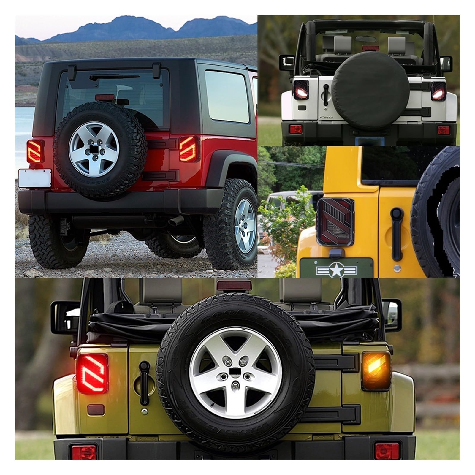 Tylne światła LED kompatybilne z tylnymi światłami Jeep Wrangler JK JKU 2007-2018 z DRL, kierunkowskazem, lampą cofania 20w 12V Taillamp (Color : US VERSION, Size : Black)