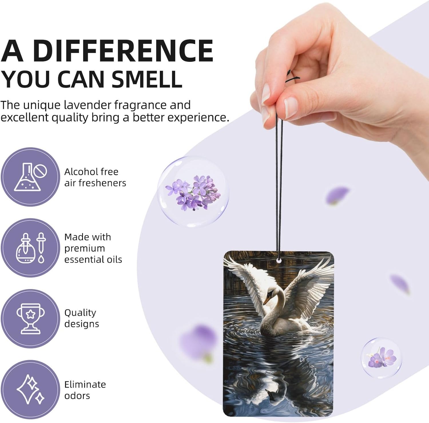 Car Air Freshener 24 PCS Spread Wings in Water Hanging Car Air Fresheners Auto Interior Decor Card Freshener Strong Scented Card Lavender Cars Scents for Office Bedroom Close Drawer Rectangle