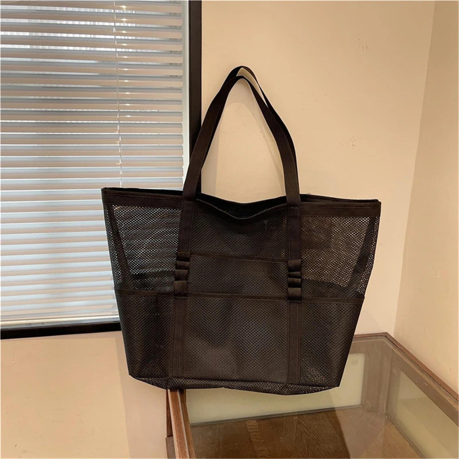 Bolsa De Playa Portable Mesh Beach Bag For Women Makeup Travel Storage Wash Bag Summer Travel Swimming Bath Bag Organizer Shopper Totes para Viajes A La Playa(Green)