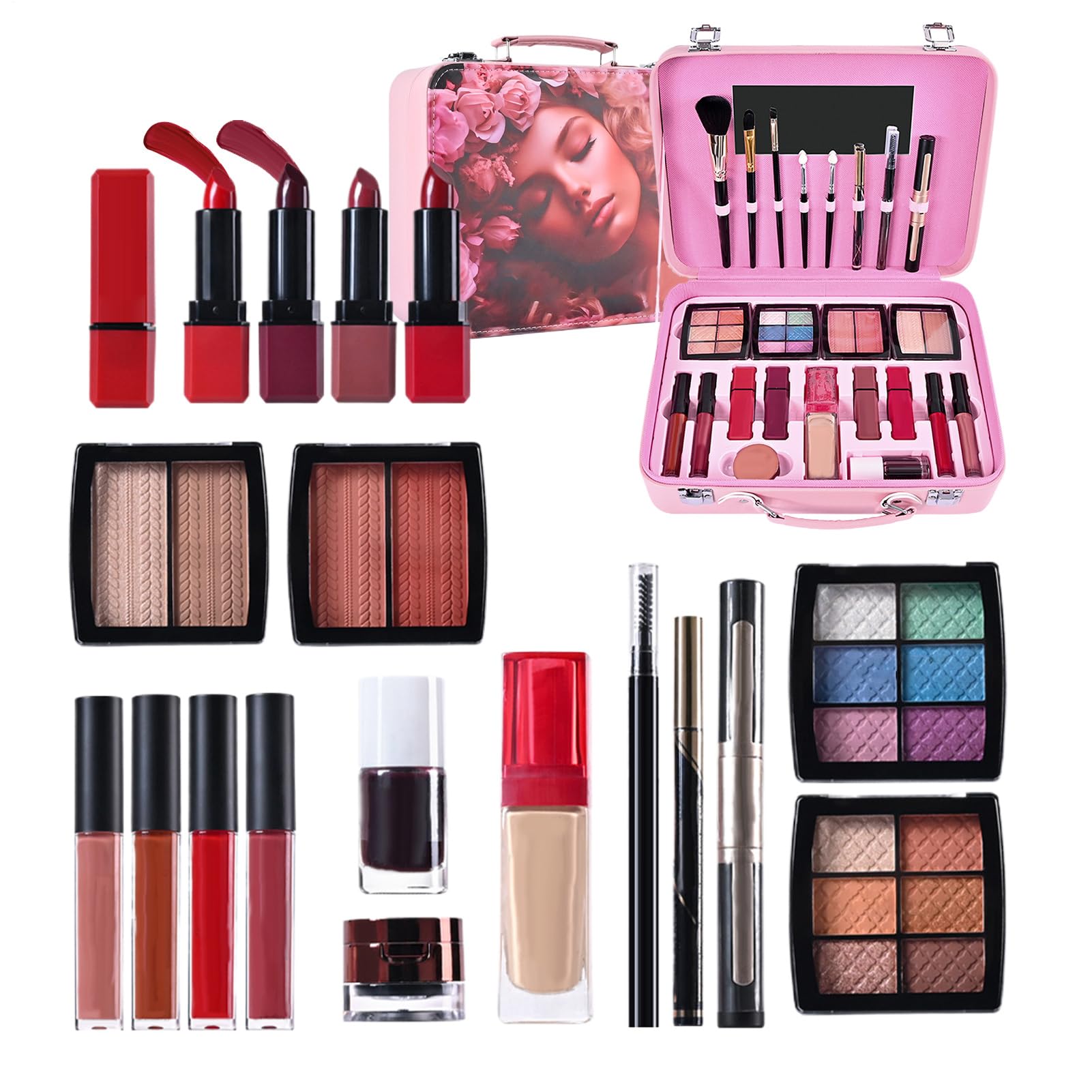 Kit De Maquillaje Para Niñas Lápiz Labial Impermeable | Kit De Maquillaje Portátil Impermeable para Damas Madres Abuelas Novias Cumpleaños y Citas