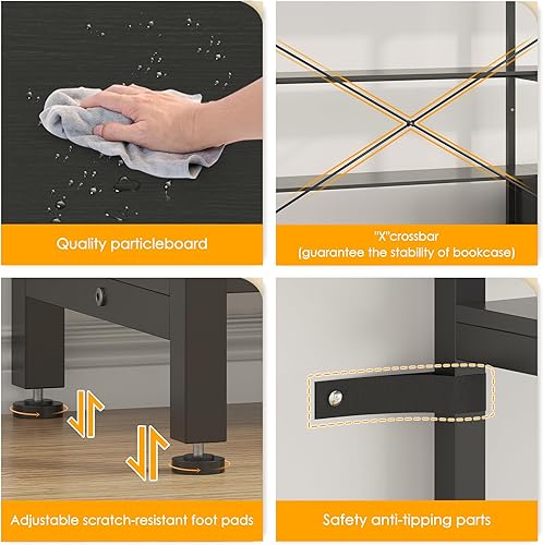 Miniatura 7 de Semoic Estanterías y estanterías arqueadas Estantería abierta grande de 5 niveles triple ancha, estantería Etagere con estante de exhibición para