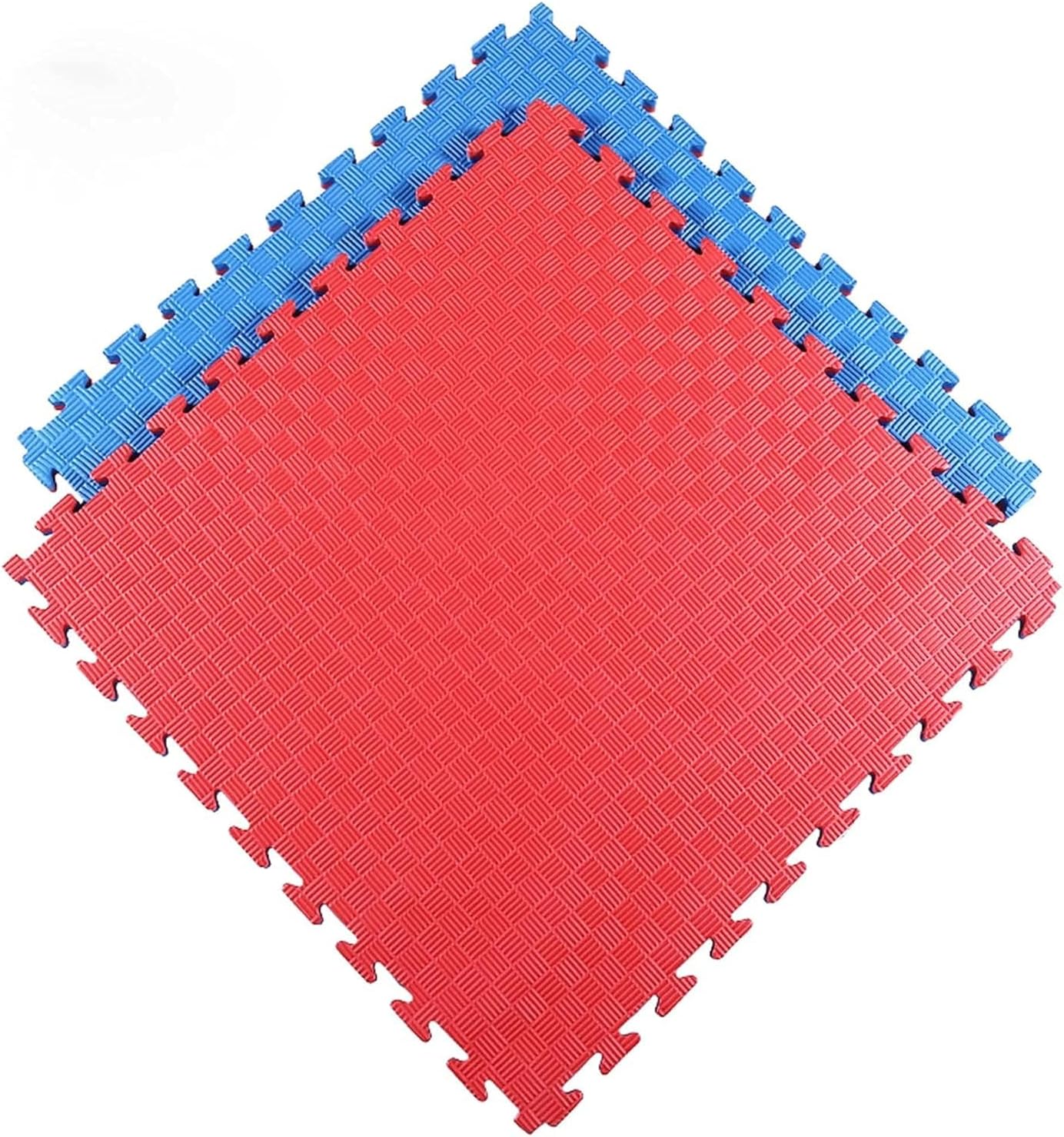 Imported Taekwondo Mats, Karate Training Gym Mat Interlocking Tile Reversible 25mm Thickness (1 TILE, BLUE - RED)