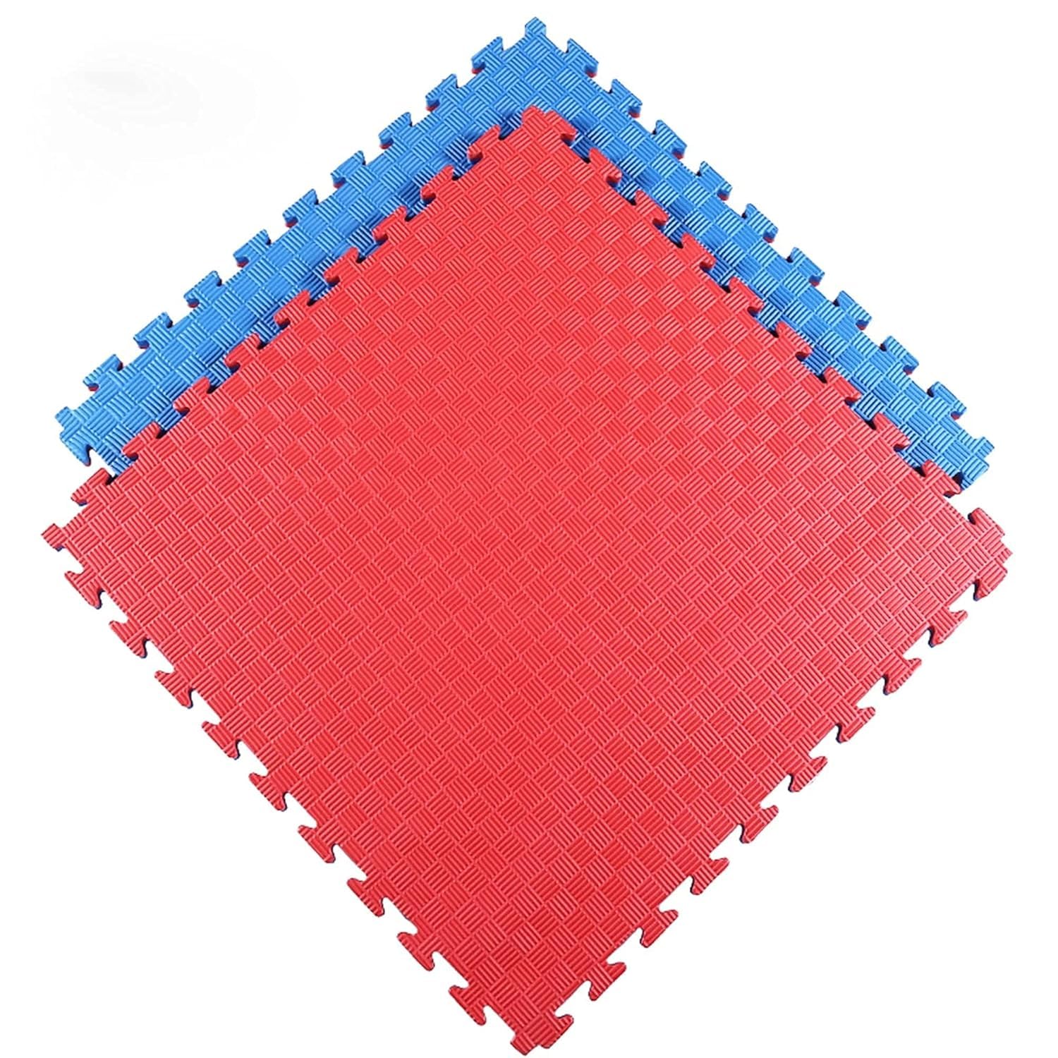 Imported Taekwondo Mats, Karate Training Gym Mat Interlocking Tile Reversible 25mm Thickness (1 TILE, BLUE - RED)