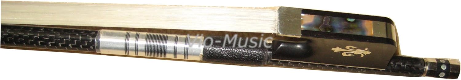 Vio Music Woven Carbon Fiber Viola Bow, Ebony Frog with Fluer-de-lys Inlay and Pearl Dot Screw