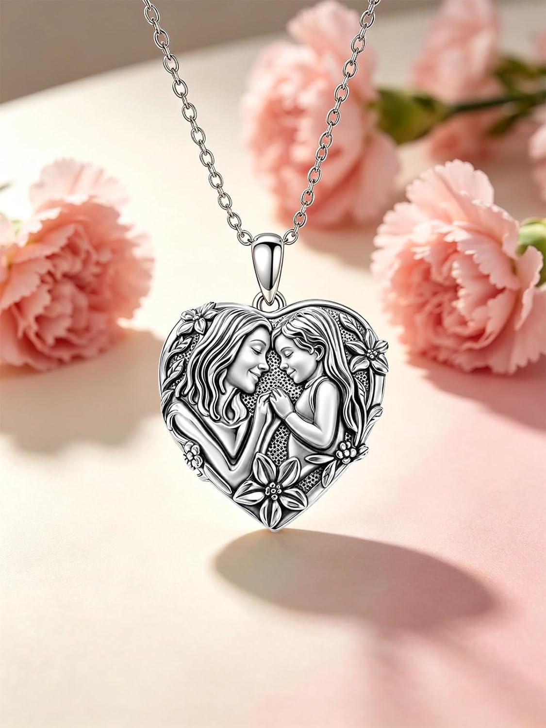 Personalized Mothers Day Gift Mother Daughter/Son Locket Necklace That Holds 2 Pictures Photo Lockets Memory Jewelry Gifts for Women