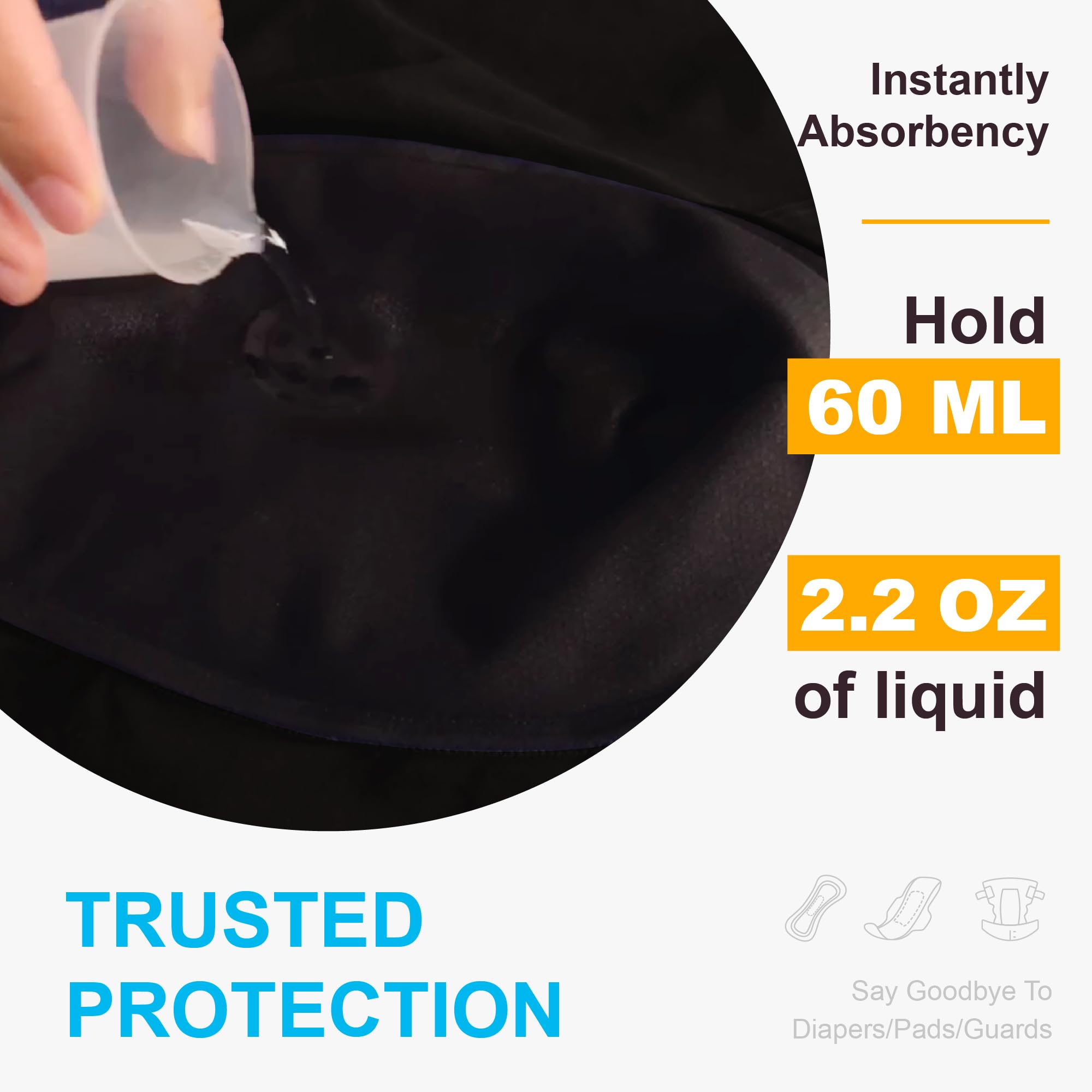 Calzoncillos tipo bóxer lavables para incontinencia para hombre, a prueba de fugas, protección contra fugas de vejiga, absorción instantánea, 60 ml (gris, XXL)