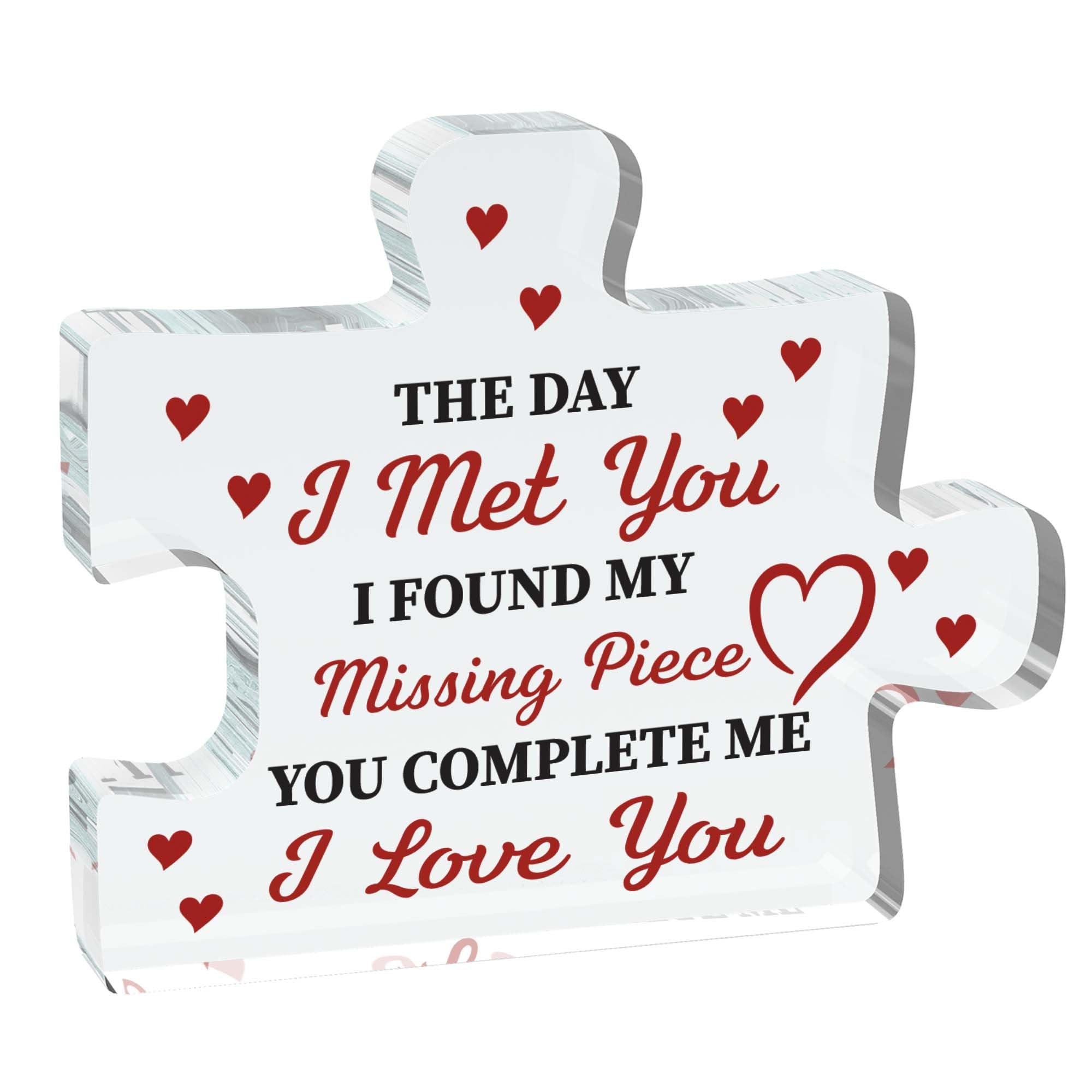 Anniversary Girlfriend Gifts - Missing Piece - Acrylic Jigsaw Puzzle Plaque Valentines Cute Keepsake Romantic Gift for Girlfriend Boyfriend Wife Husband, 100mm x 100mm Present from Partner