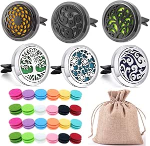 Amazon.com: 6 PCS Black,Silver Car Aromatherapy Fragrance Essential Oil ...