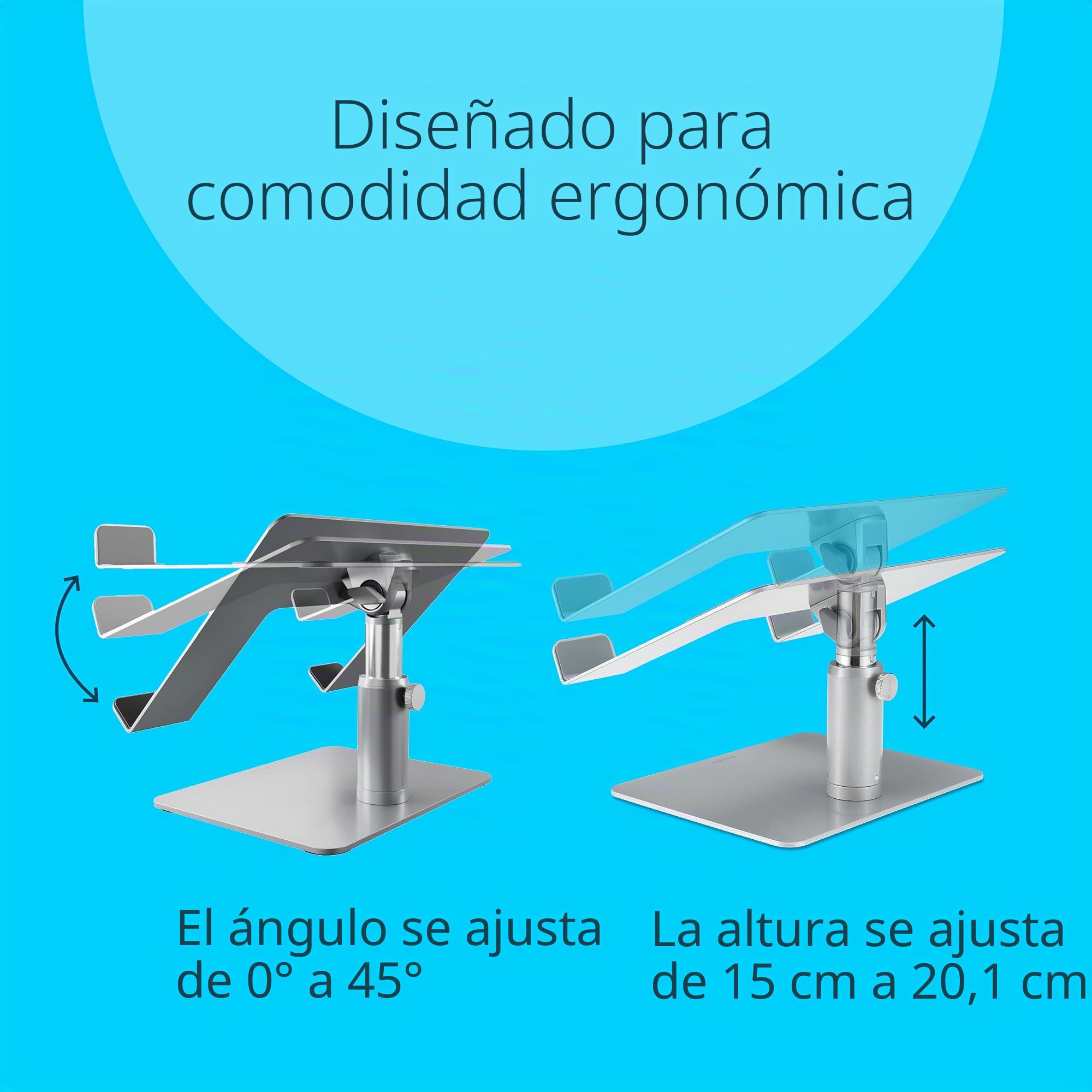 Kensington Soporte para Ordenador Portátil de 16", Soporte Ergonómico para Escritorio, Altura y Ángulo Ajustables, Rejillas de Ventilación y Almohadillas Antideslizantes de Silicona (K50424WW)