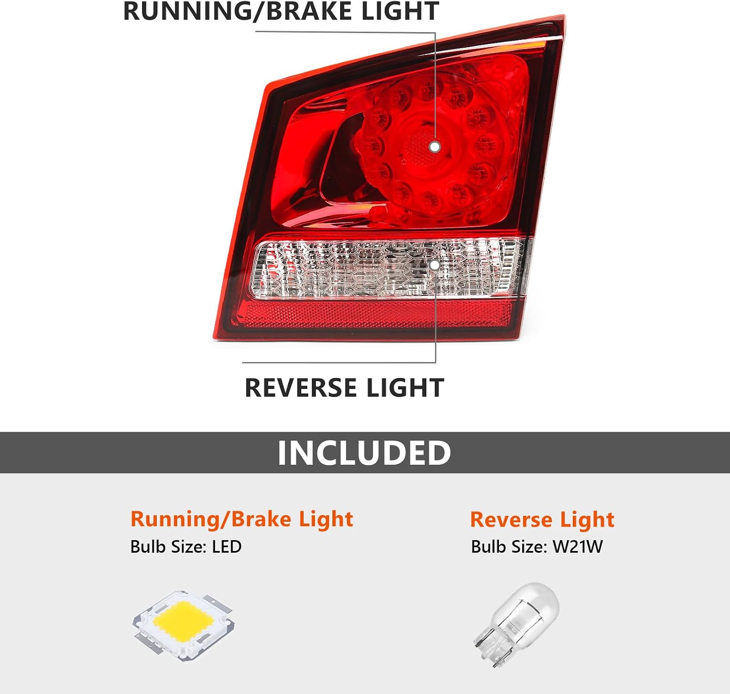inner tail light assembly compatible with dodge journey 2011-2020 inner led tail break light rear lamp right passenger side 68078516ad 68078516ae inner right passenger