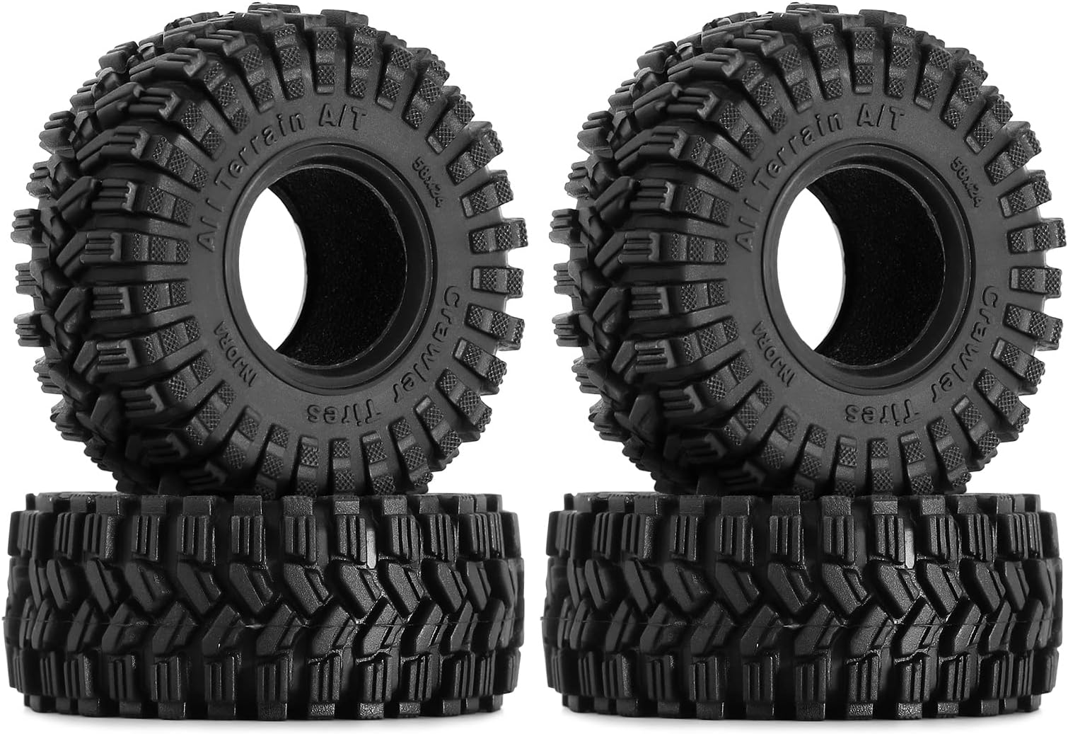 INJORA 1.0 Tires-58 * 24mm All Terrain Super Soft Sticky King Trekker Tires for TRX4M 1/18 1/24 RC Crawler SCX24 AX24,T1017