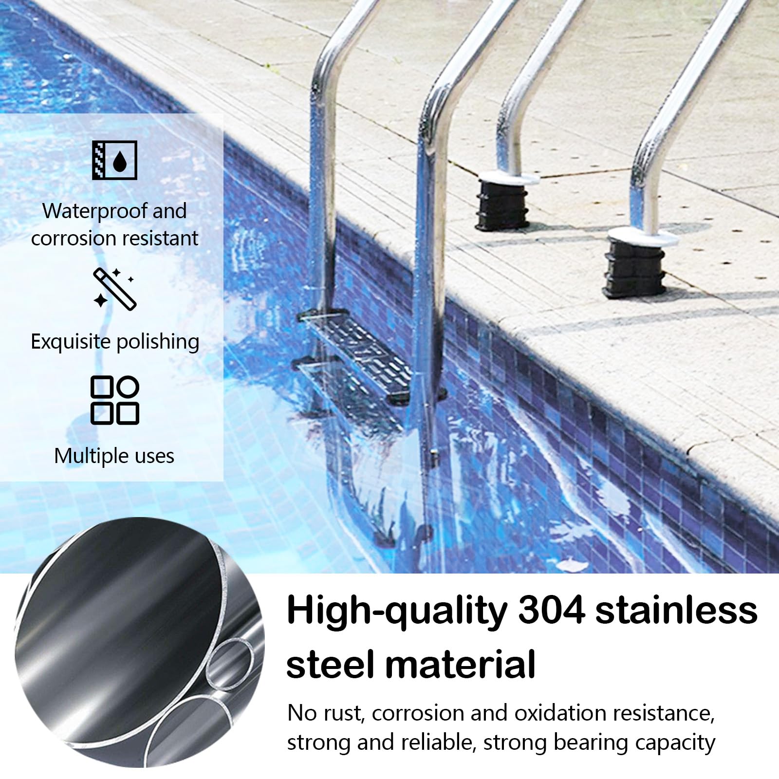 Marches D'échelle Piscine Antidérapante Acier Inoxydable 3 Pièces Pédale échelle Piscine Accessoires