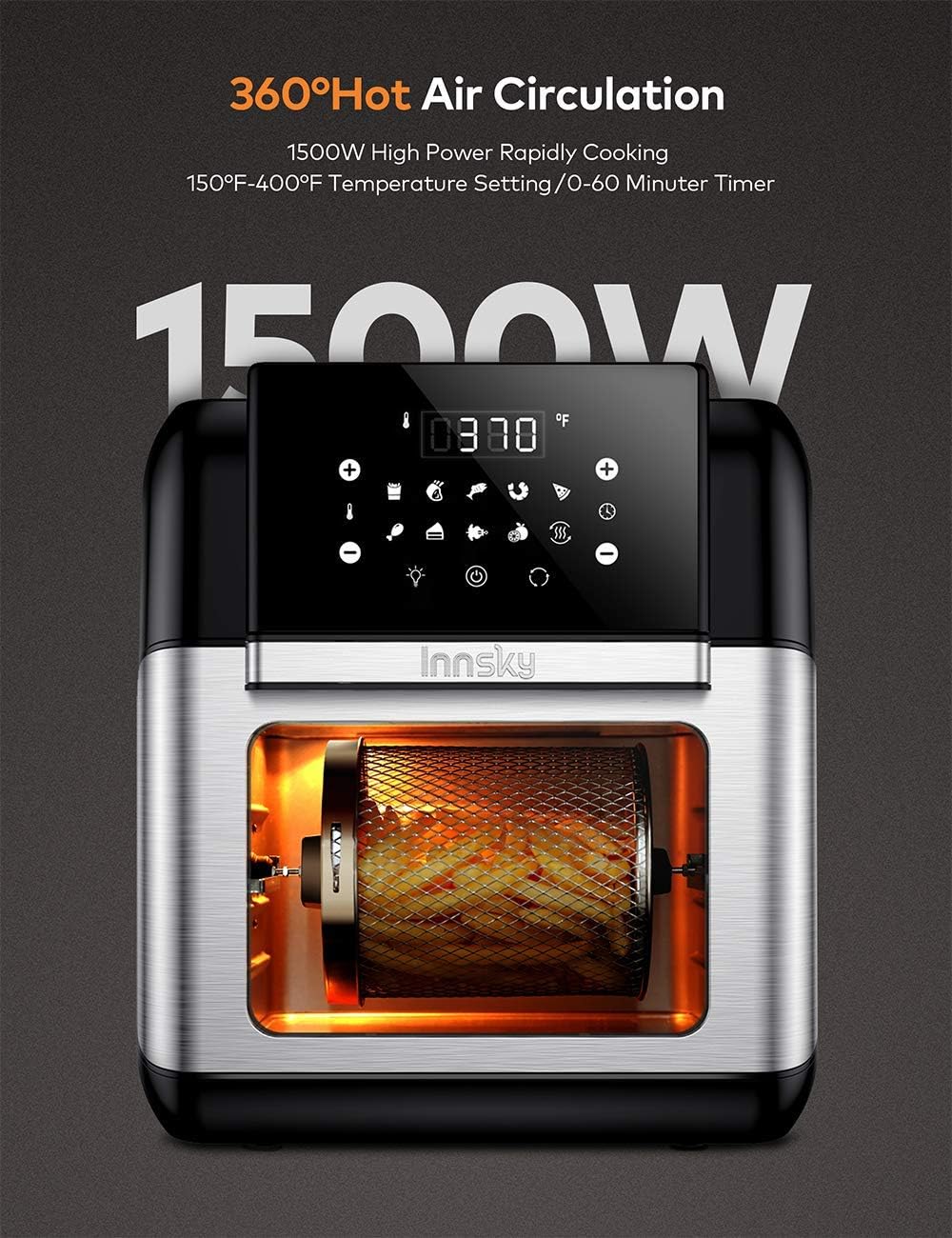 Dosnto Innsky Air Fryer 10 6 Quarts Air Oven Rotisserie Oven 1500w Electric Air Fryer Oven With Led Digital Touchscreen 10 In Amazon Co Uk Electronics Photo Dosnto Innsky Air Fryer 10 6 Quarts Air Oven Rotisserie Oven 1500w Electric Air Fryer Oven With Led Digital Touchscreen 10 In Amazon Co Uk Electronics Photo