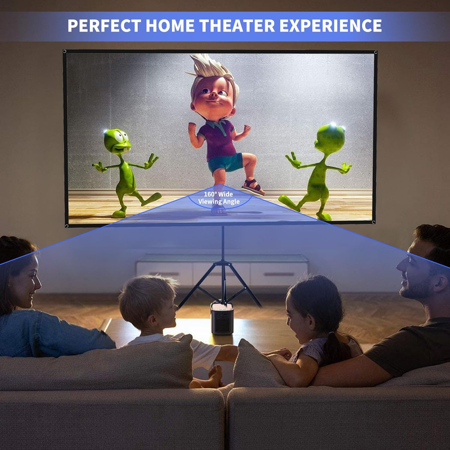 WASJOYE 80" Proiector Screen with Stand - 16:9 4K HD Portable Proiector Screen, 1.2 Gain Indoor Projector Screen, Easy Setup and Carrying, for Home Cinema, Backyard Party Office TV Game