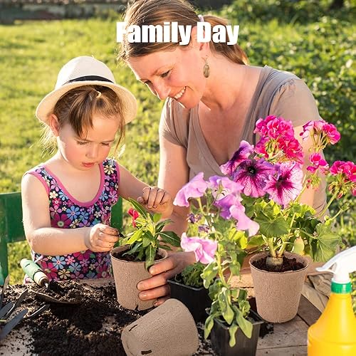 Miniatura 7 de Maceta de turba, 126 paquetes de macetas de inicio de semillas de 3.15 pulgadas con agujeros de drenaje, maceta redonda biodegradable, macetas de