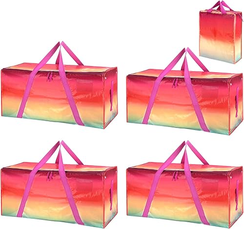 Bolsas de mudanza extra grandes resistentes, paquete de 2 bolsas de almacenamiento impermeables con cremallera y asas, correas de mochila fuertes