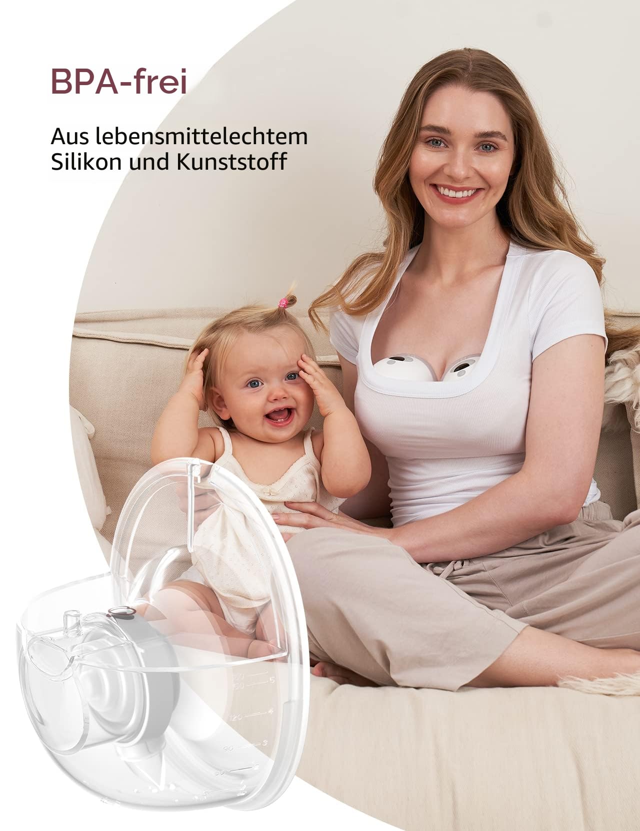 Momcozy Komplettes Set, nur kompatibel mit momcozy M5, nicht für andere. Original-M5-Milchpumpen-Ersatzzubehör (160 ml, mit doppelt versiegeltem Flansch 24 mm)