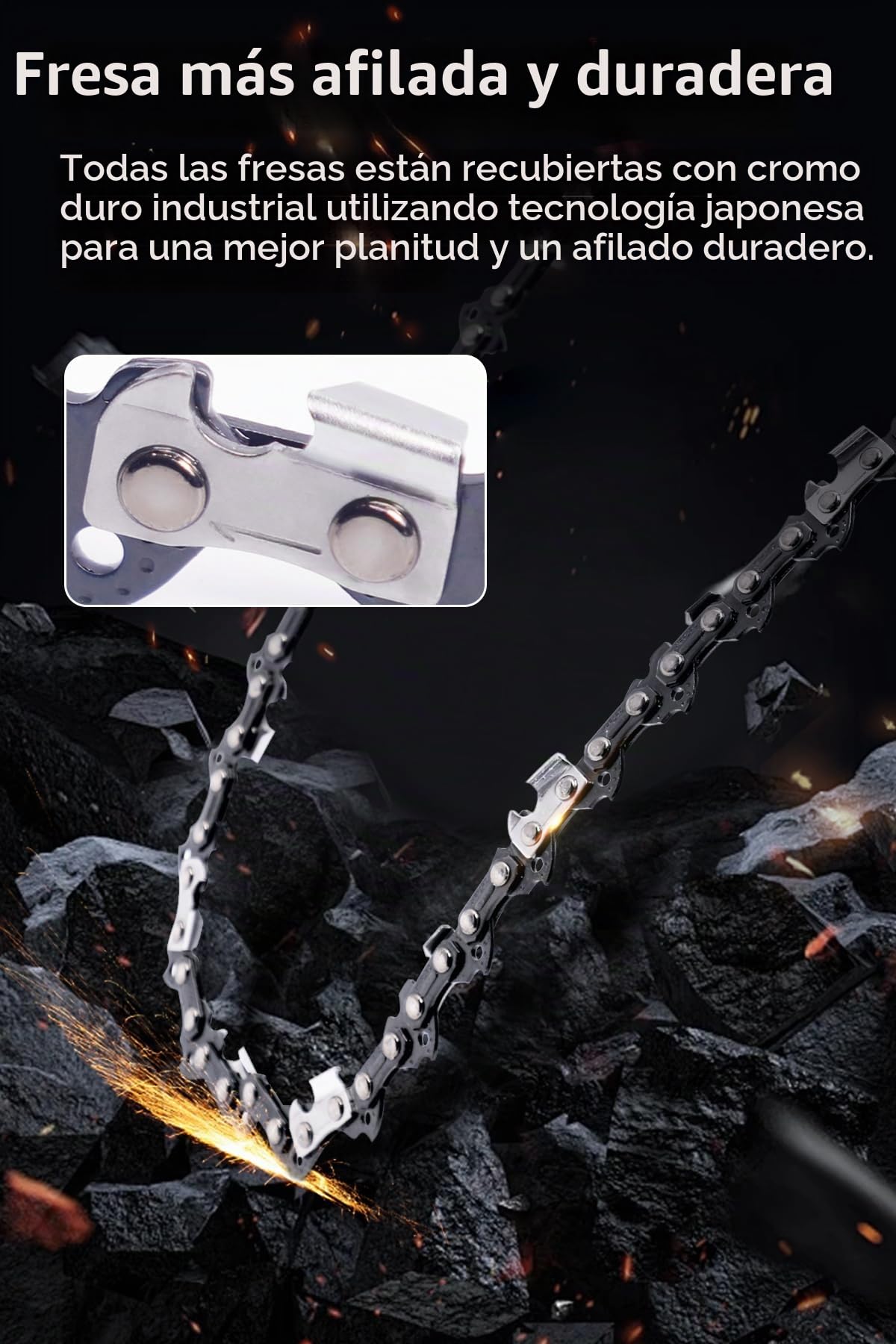 Cadenas de motosierra de 14 pulgadas, paquete de 4 cadenas, 52 eslabones de transmisión de 3/8 pulgadas, paso LP de 0.43 pulgadas, calibre R52 de bajo retroceso, cadenas de sierra de repuesto