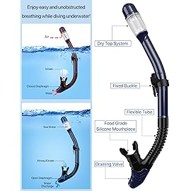 Ubekezele Snorkeling Gear for Adults Men Women,4 in 1 Snorkel Set with Panoramic View Diving Mask Anti-Fog Anti-Leak,Dry Top Snorkel,Fins and Travel Bag for Swimming,Snorkeling and Travel Diving