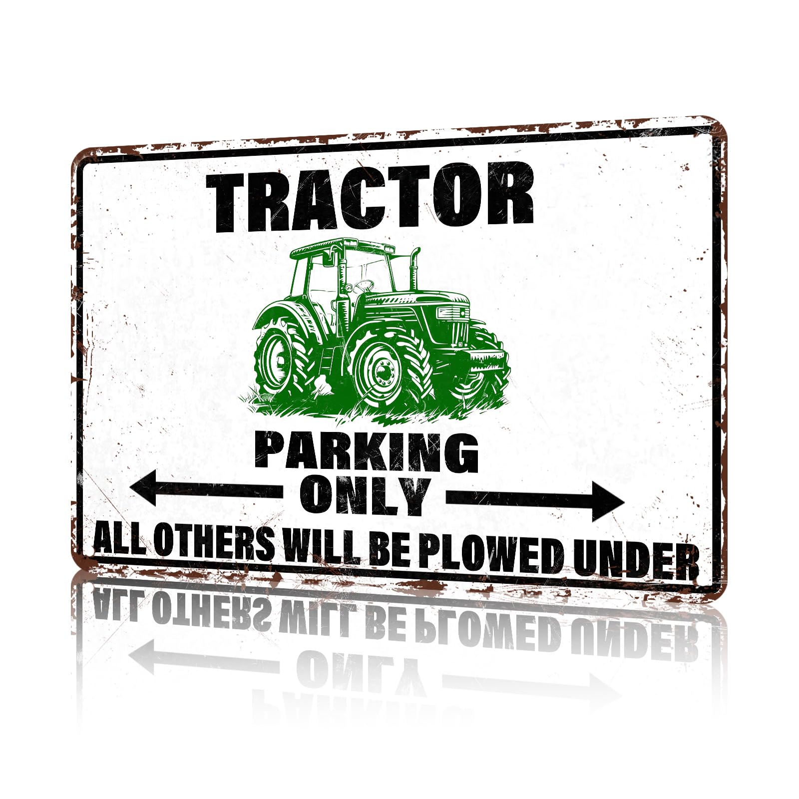 Anceky Funny Wall Decor Tractor Parking Only Warning Vintage Metal Signs Tin Sign for Room Home Outdoor Wall Decor 12×16 Inch
