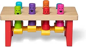 Melissa &amp; Doug Banc À Marteler De Luxe, Banc de frappe avec un marteau,Jeux d&#39;éveil et de Premier Âge, Jouet de développement,Cadeaux pour garçons ou fille de 2 3 4 ans, Jouets en bois