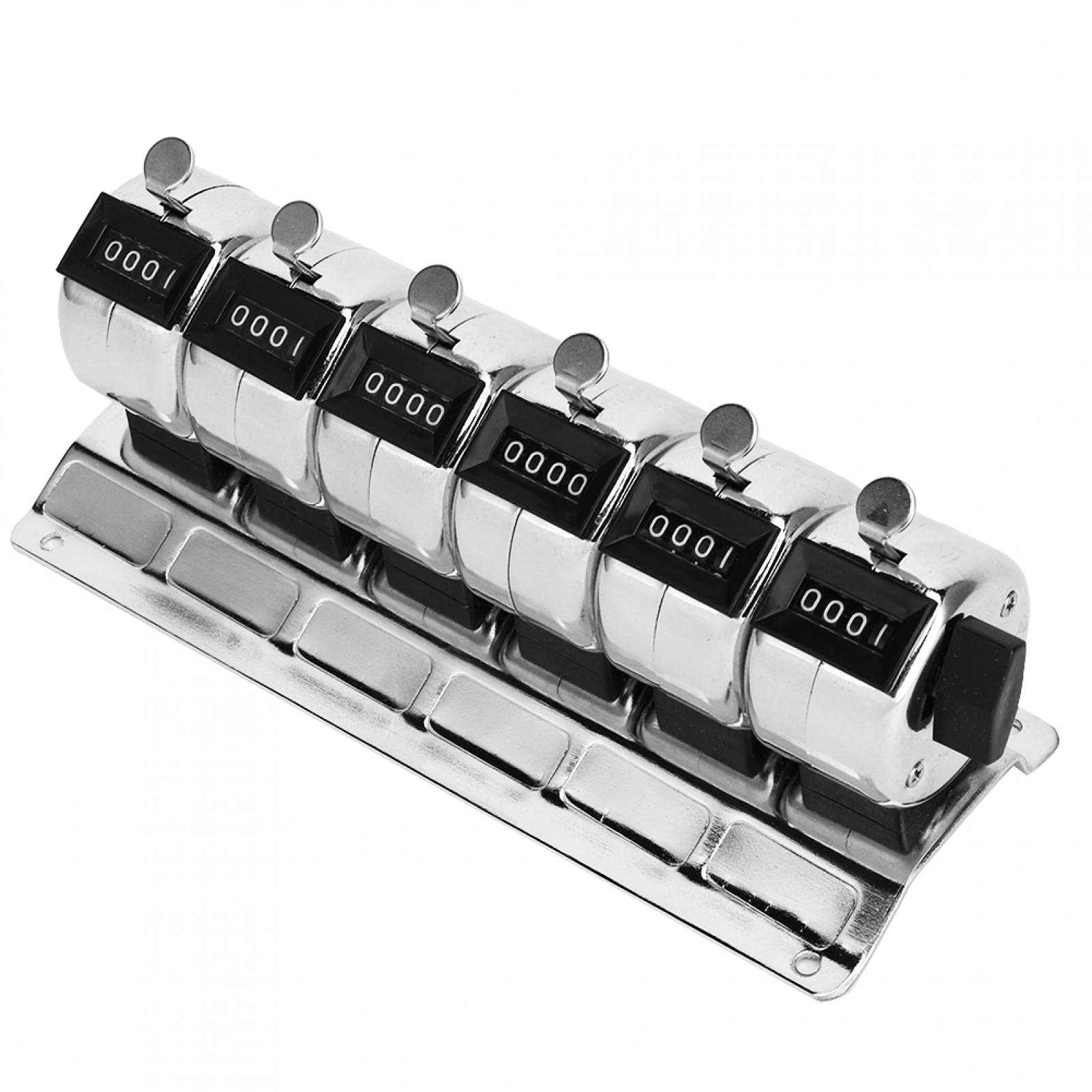 Kuuleyn Tally Counter, Manual Tools, Mechanical Counter Metal Manual Clicker 4‑Digit Conjoined 6 Units Stainless Steel Tally