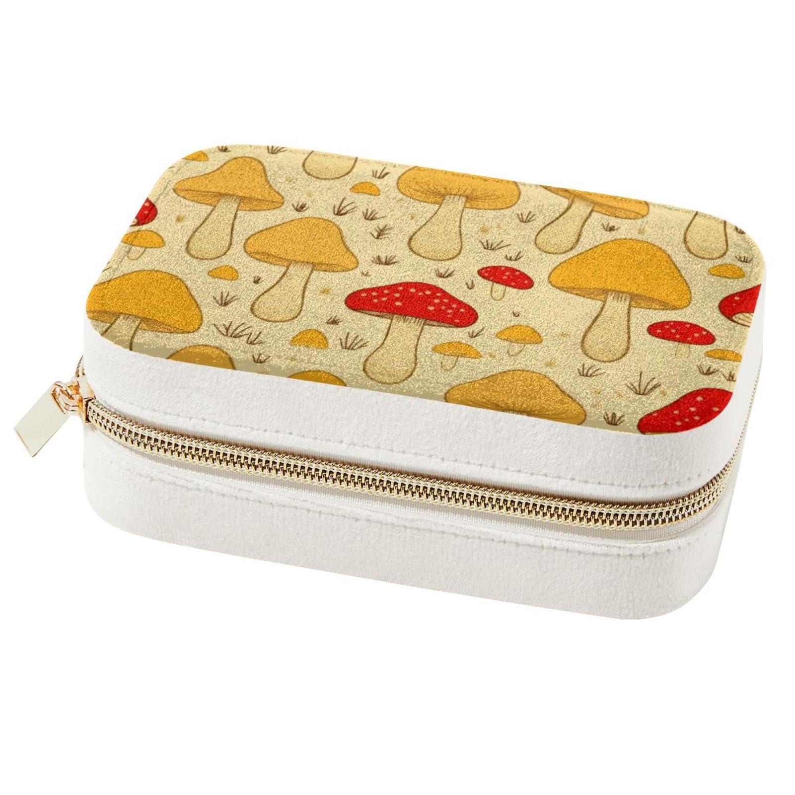 Boîte à bijoux velours spacieuse jaune : grand coffret de rangement colliers et bagues