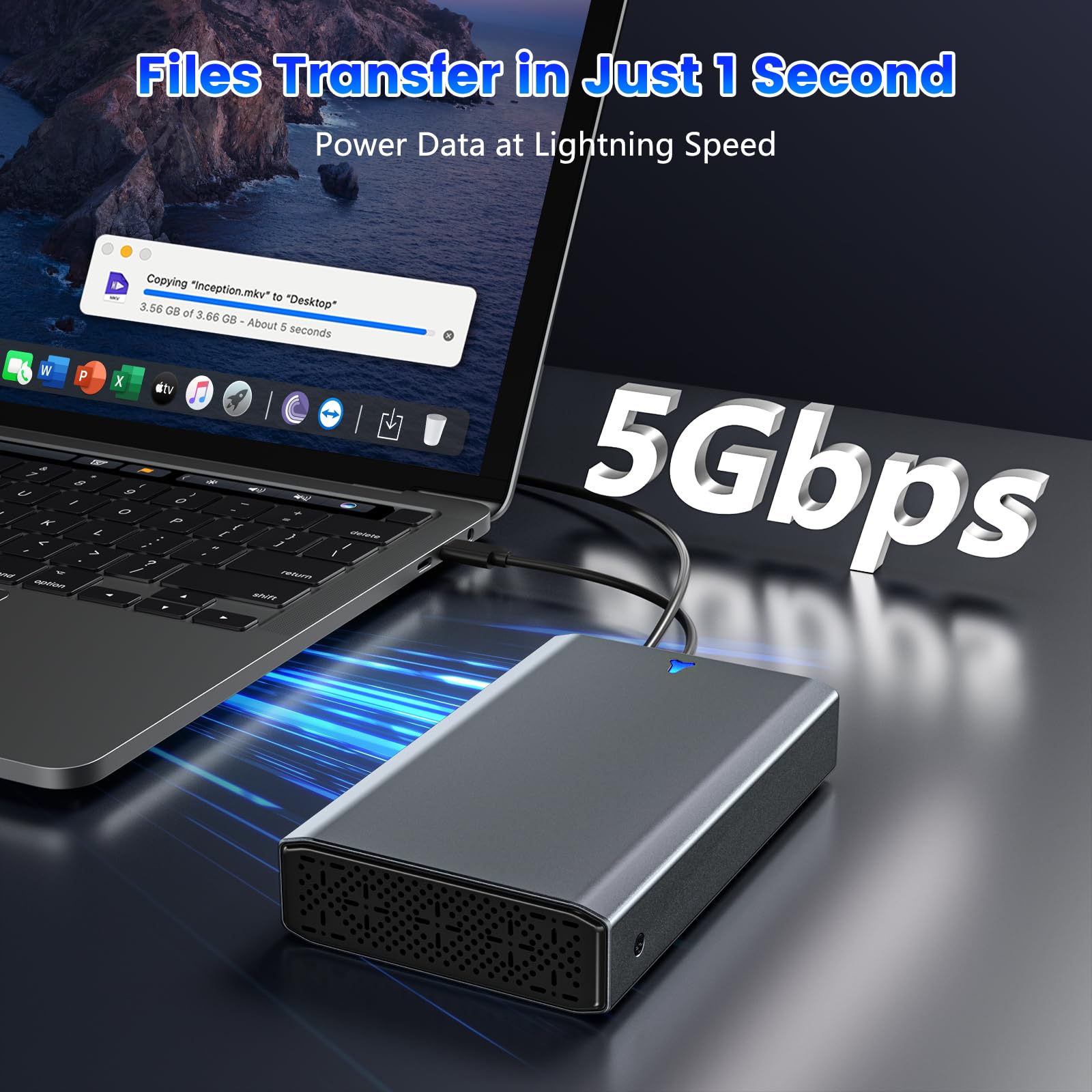 Adaptador SAS a USB 3.0, estación de acoplamiento de disco duro SAS para SSD HDD de 2.5/3.5 pulgadas, carcasa externa sin herramientas con adaptador de alimentación de 12 V/2 A y ventilador de