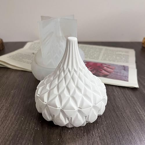 Miniatura 5 de Caja de Almacenamiento Con Tapas, Juego de Moldes de Tarro de Vela de Silicona, Moldes de Ollas Creativos, Moldes Redondos de Rayas de Hormigón Con