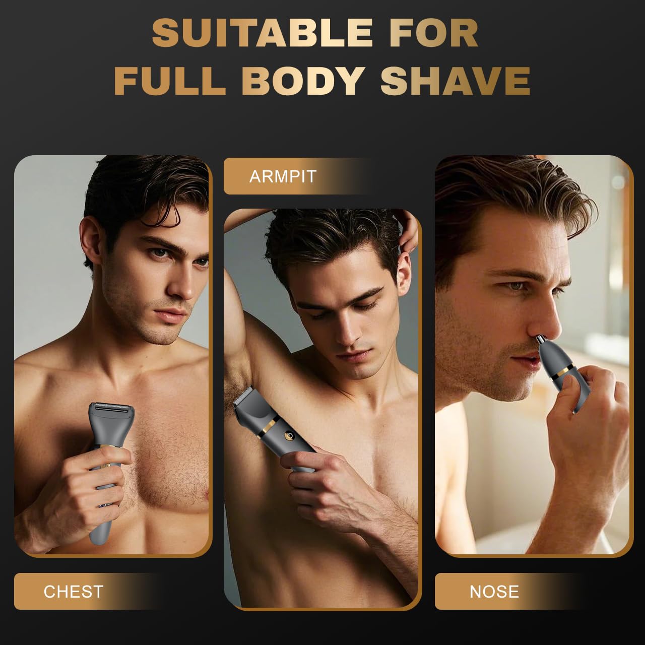 Scttomon Intimrasierer Body Groomer Shaver Trimmer für Männer Körperhaartrimmer Rasierer Herren Intimbereich Nasenhaartrimmer Körperrasierer LCD-ANZEIGE Wasserdicht Nass/Trocken Foil Shaver 3 in 1