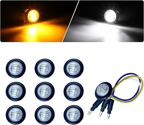 Luces LED D16 34 de doble revolución, luces direccionales de color ámbar a blanco y luces de marcador para remolque, camión, cámper, caravana, con